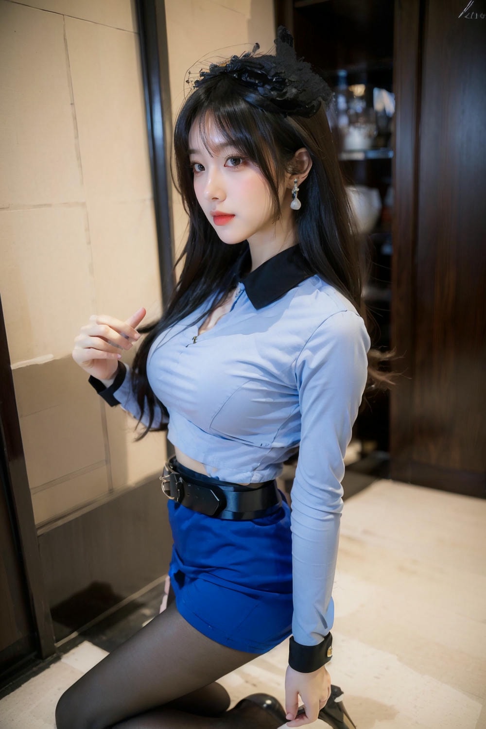 Collection - Elegant Allure The Sultry Sophistication of a Blue Blouse and