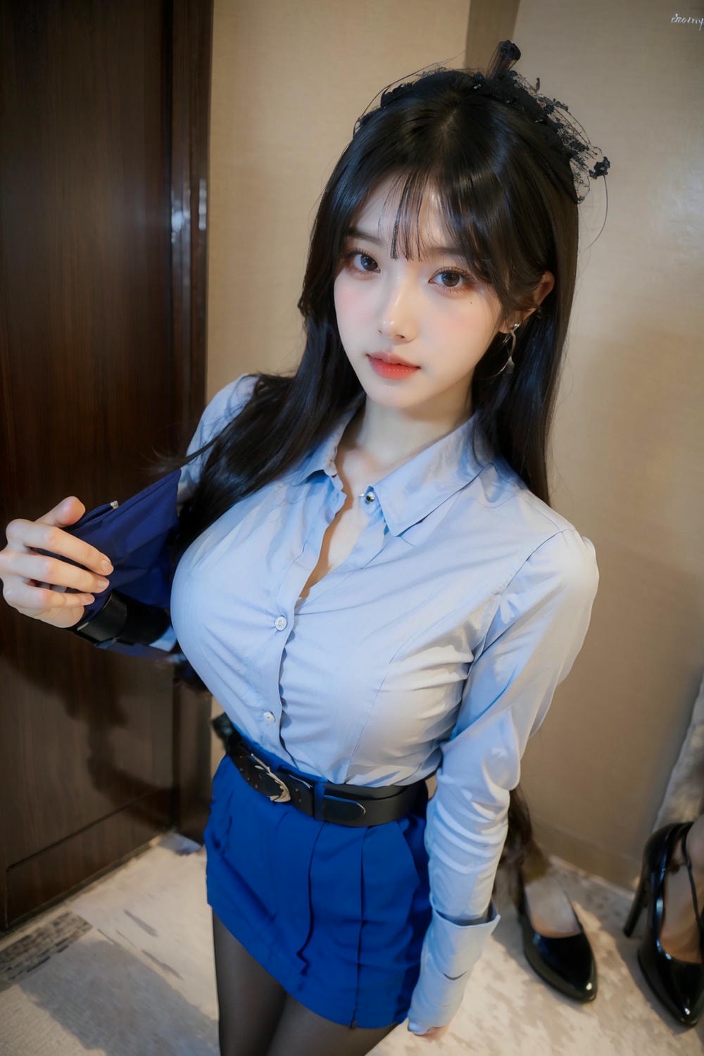 Collection - Elegant Allure The Sultry Sophistication of a Blue Blouse and