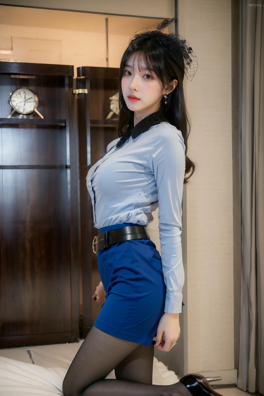 Collection - Elegant Allure The Sultry Sophistication of a Blue Blouse and