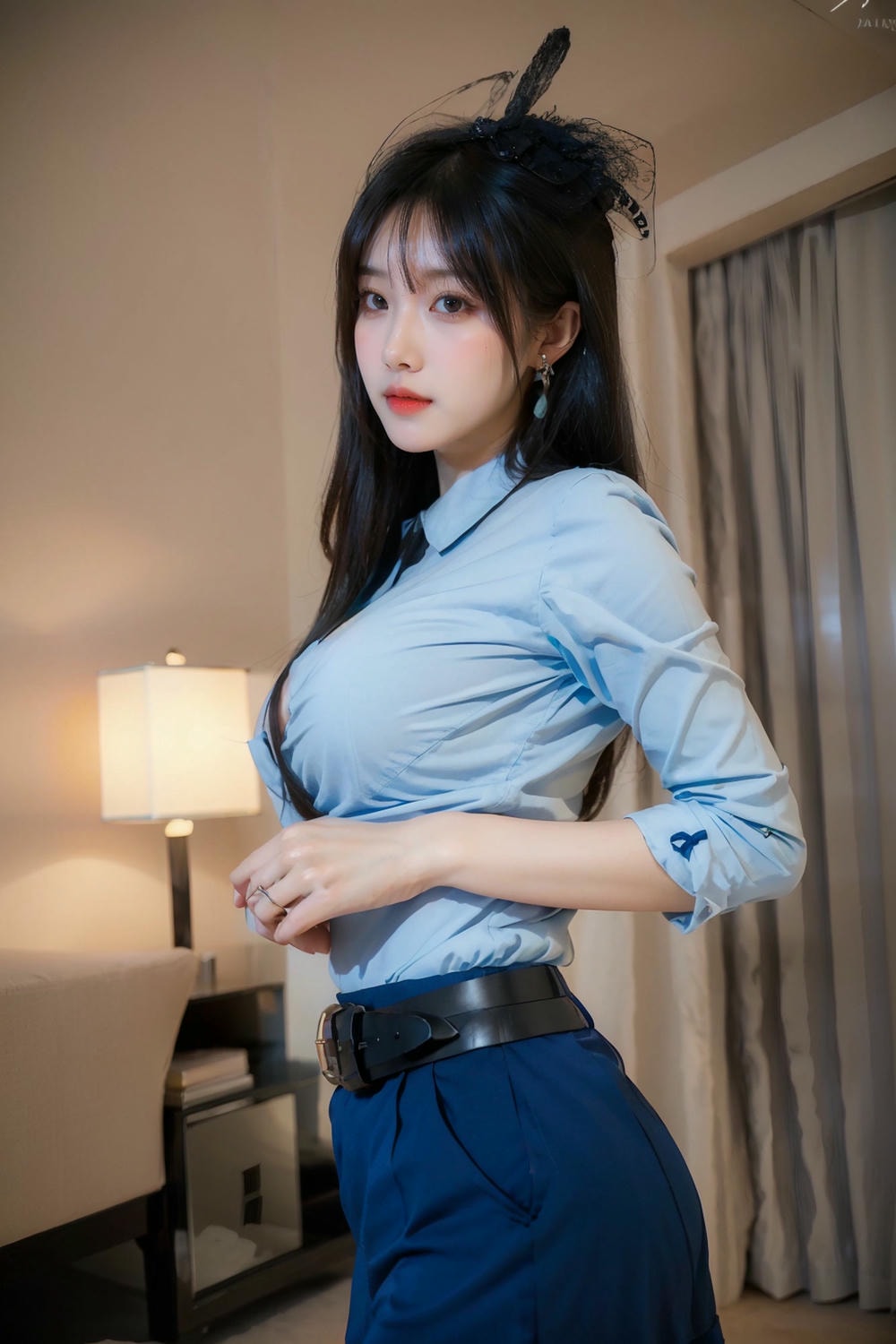 Collection - Elegant Allure The Sultry Sophistication of a Blue Blouse and