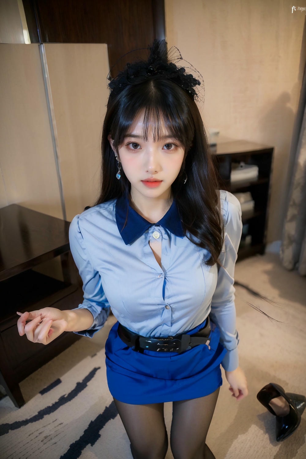 Collection - Elegant Allure The Sultry Sophistication of a Blue Blouse and