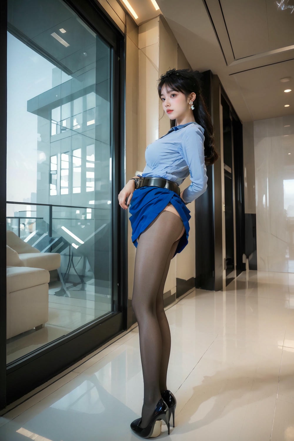 Collection - Elegant Allure The Sultry Sophistication of a Blue Blouse and