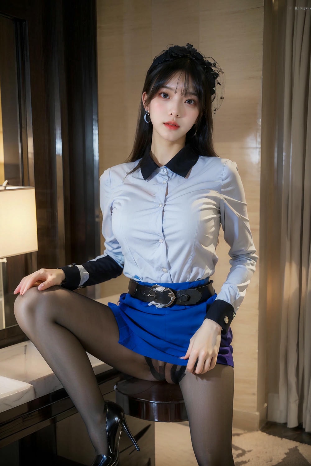 Collection - Elegant Allure The Sultry Sophistication of a Blue Blouse and