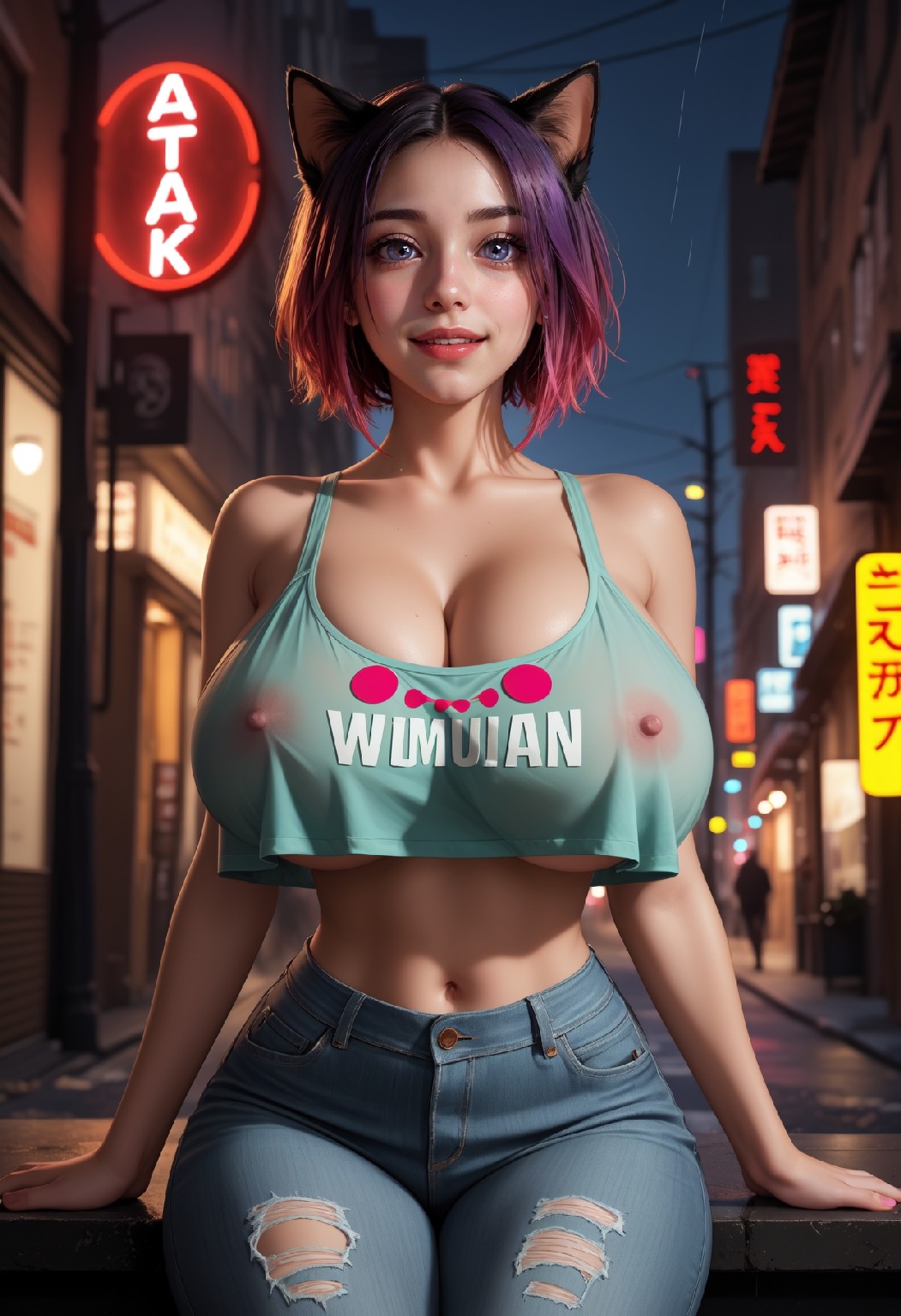Neon Catgirl Large SFW Set-1