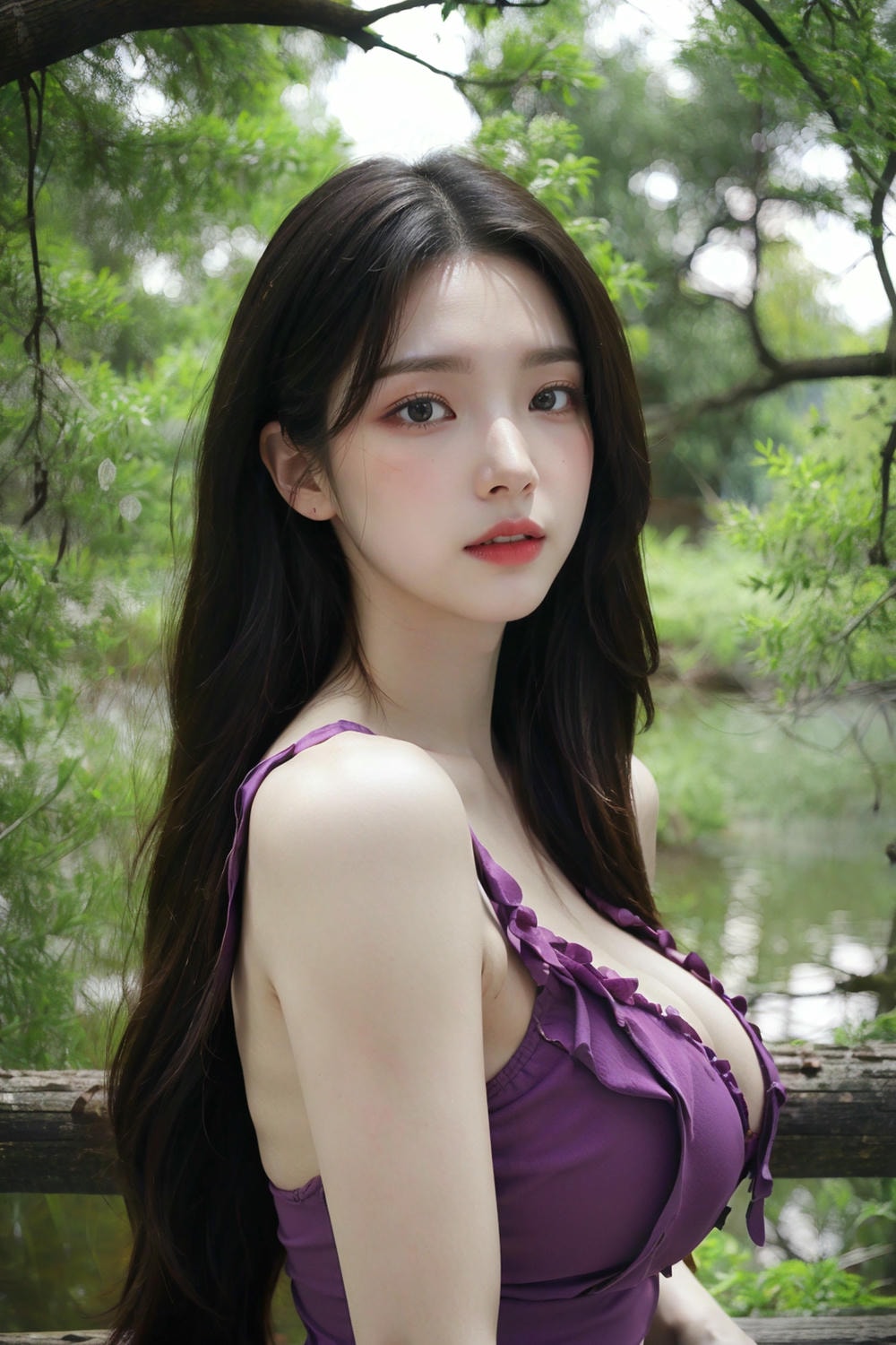 Collection - Enchanting Nymph in a Lavender Gown Amidst the Verdant Wilderness