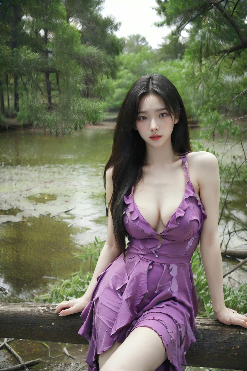 Collection - Enchanting Nymph in a Lavender Gown Amidst the Verdant Wilderness