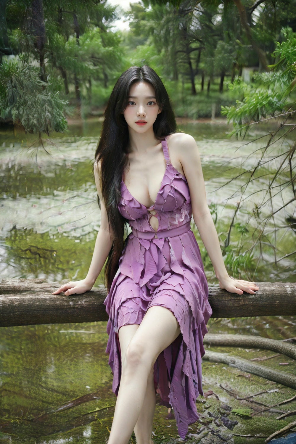 Collection - Enchanting Nymph in a Lavender Gown Amidst the Verdant Wilderness