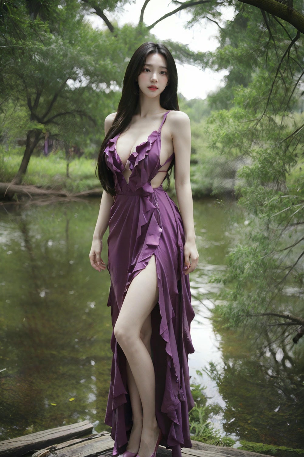 Collection - Enchanting Nymph in a Lavender Gown Amidst the Verdant Wilderness