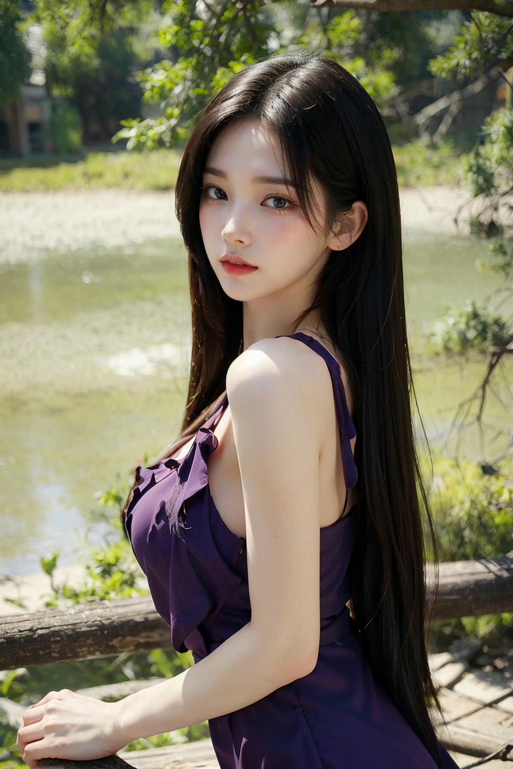 Collection - Enchanting Nymph in a Lavender Gown Amidst the Verdant Wilderness