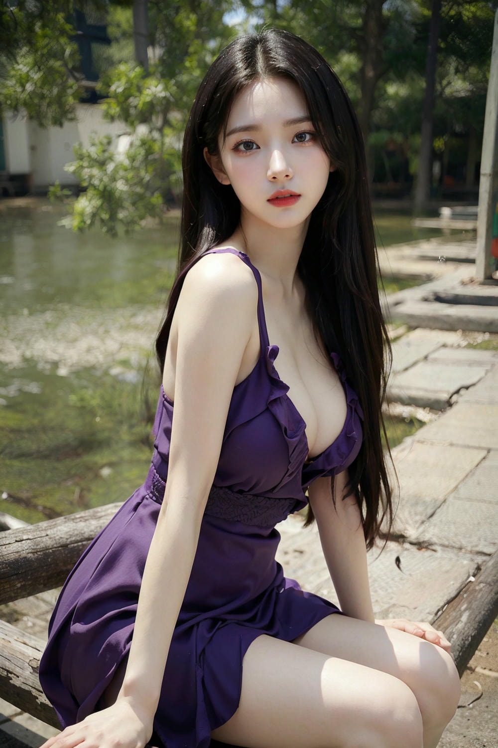 Collection - Enchanting Nymph in a Lavender Gown Amidst the Verdant Wilderness