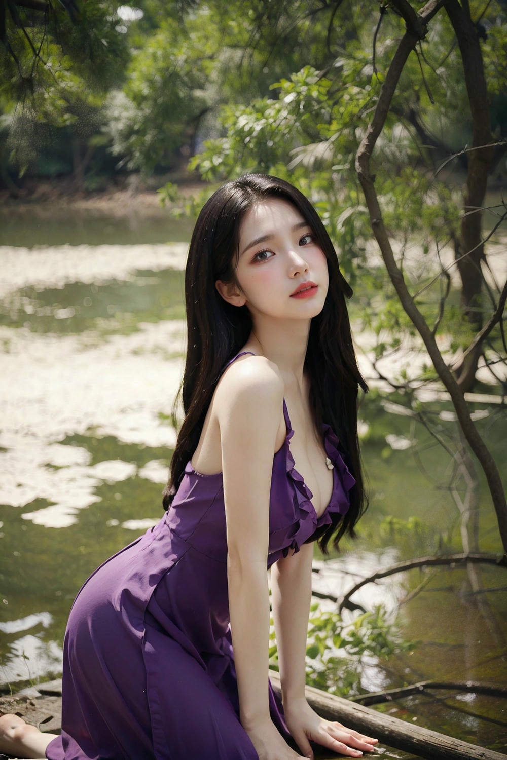 Collection - Enchanting Nymph in a Lavender Gown Amidst the Verdant Wilderness