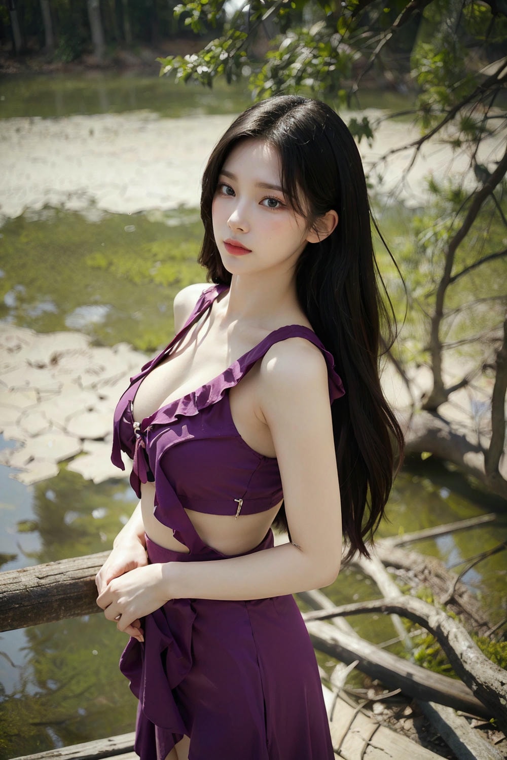 Collection - Enchanting Nymph in a Lavender Gown Amidst the Verdant Wilderness