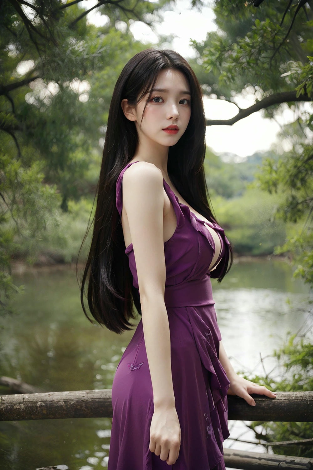 Collection - Enchanting Nymph in a Lavender Gown Amidst the Verdant Wilderness