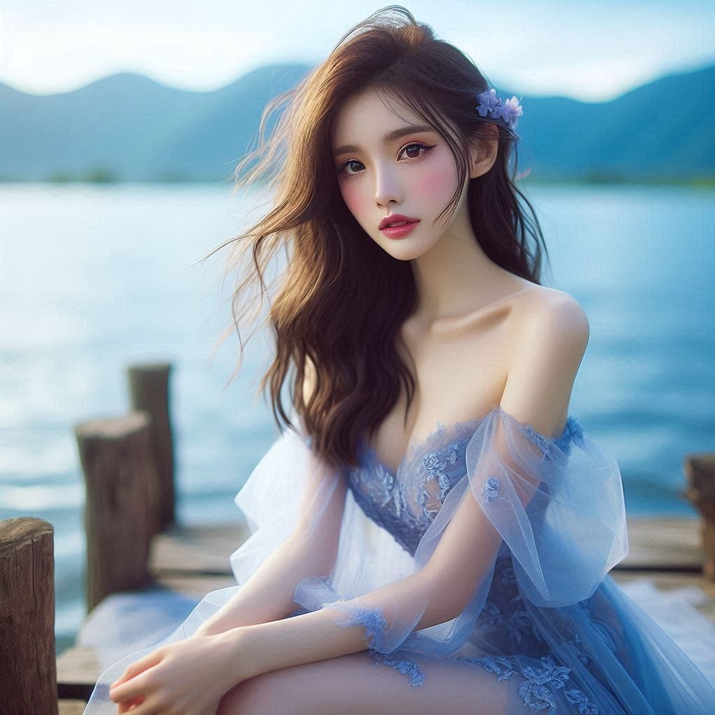 湖畔巧遇妹子