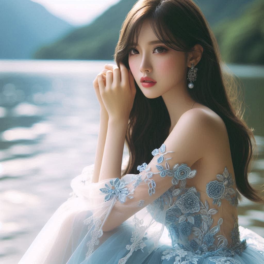 湖畔巧遇妹子