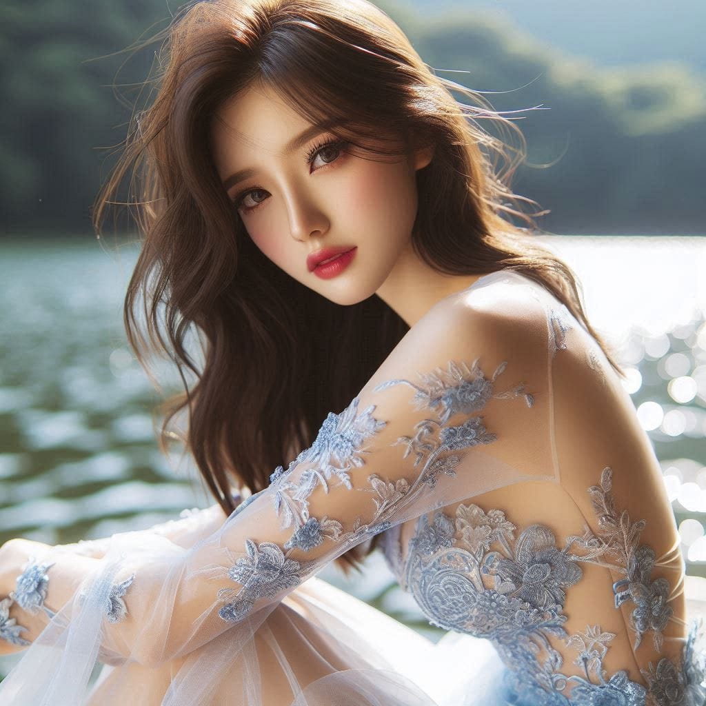 湖畔巧遇妹子