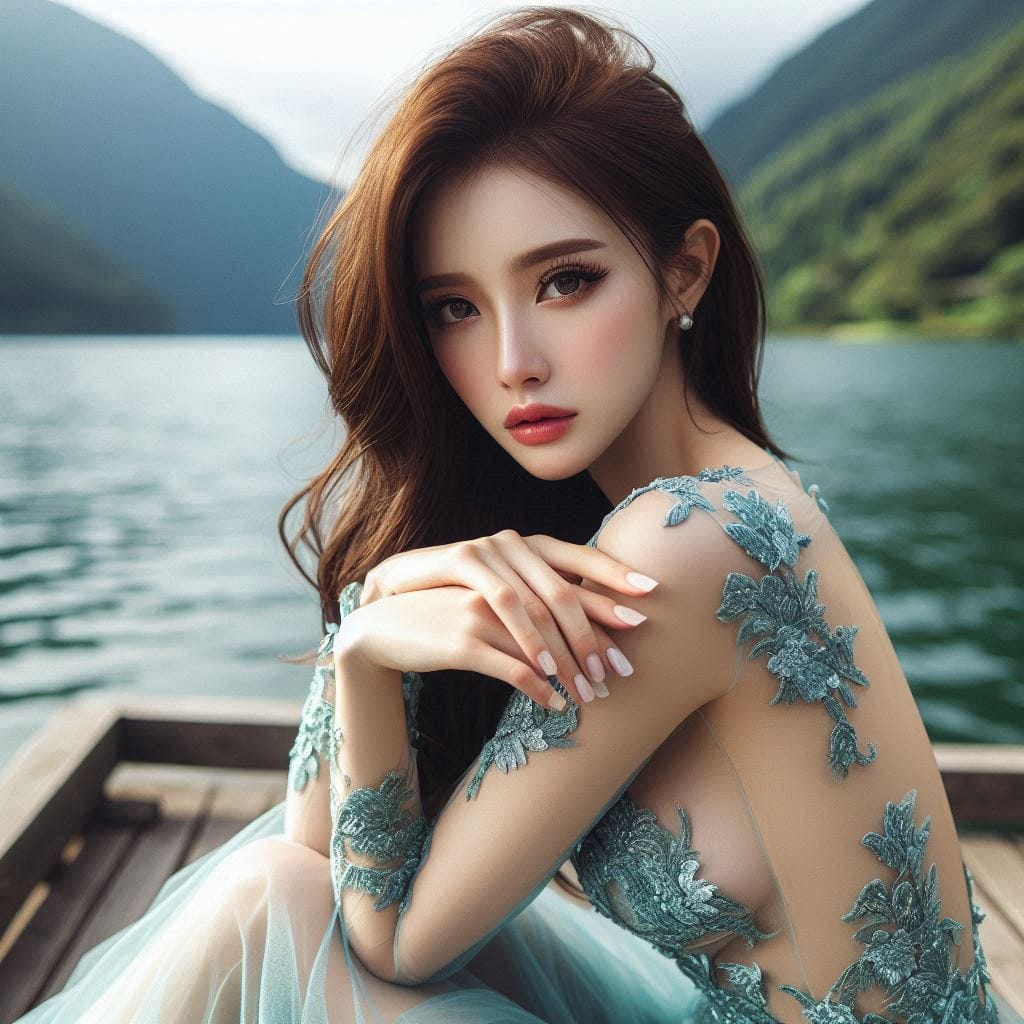 湖畔巧遇妹子