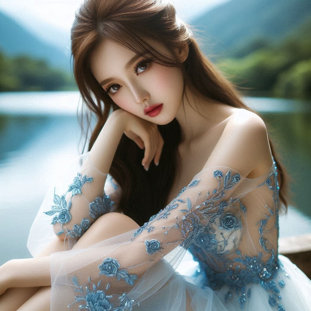 湖畔巧遇妹子