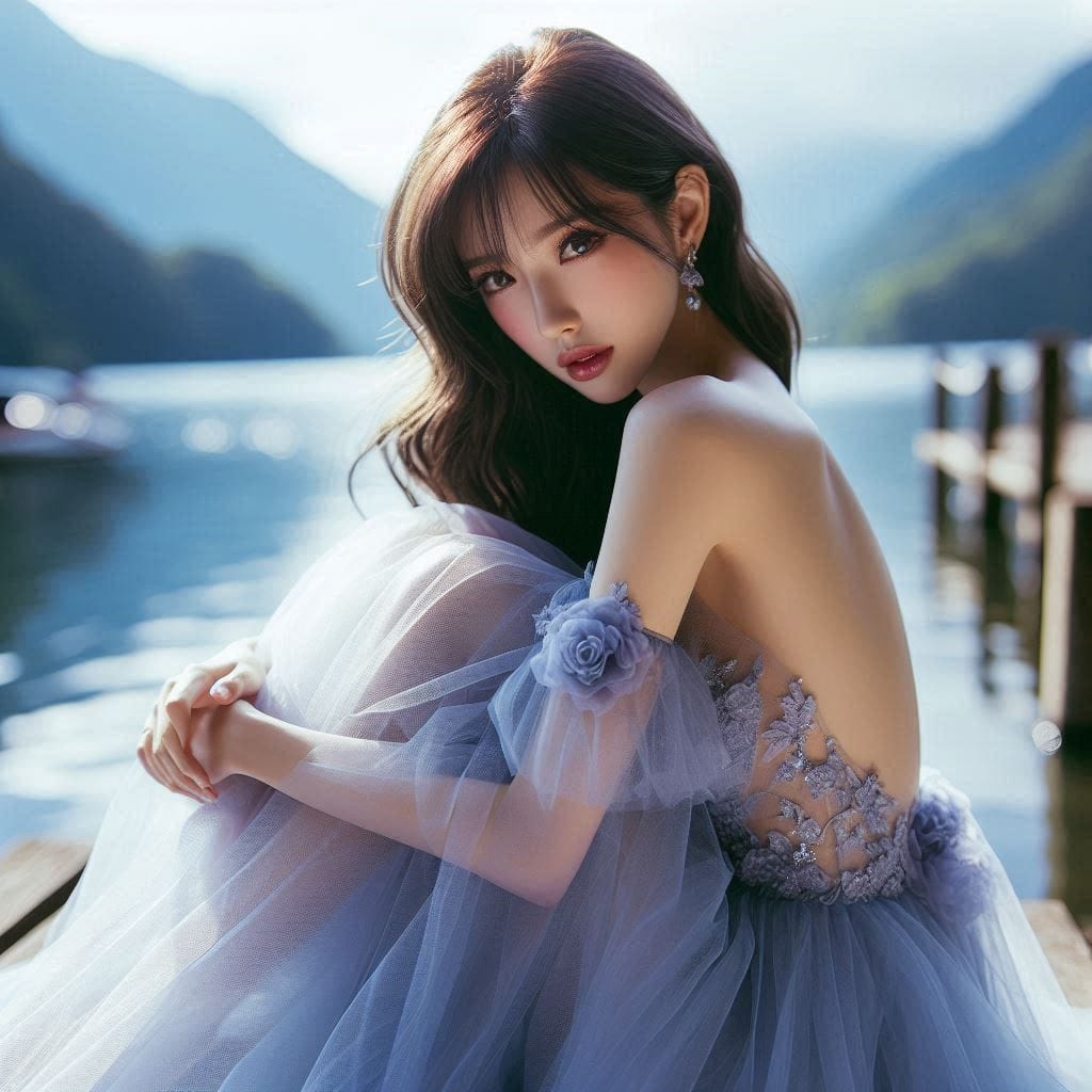 湖畔巧遇妹子