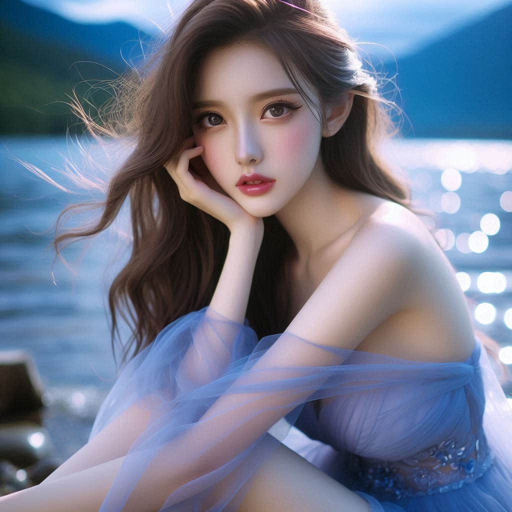 湖畔巧遇妹子