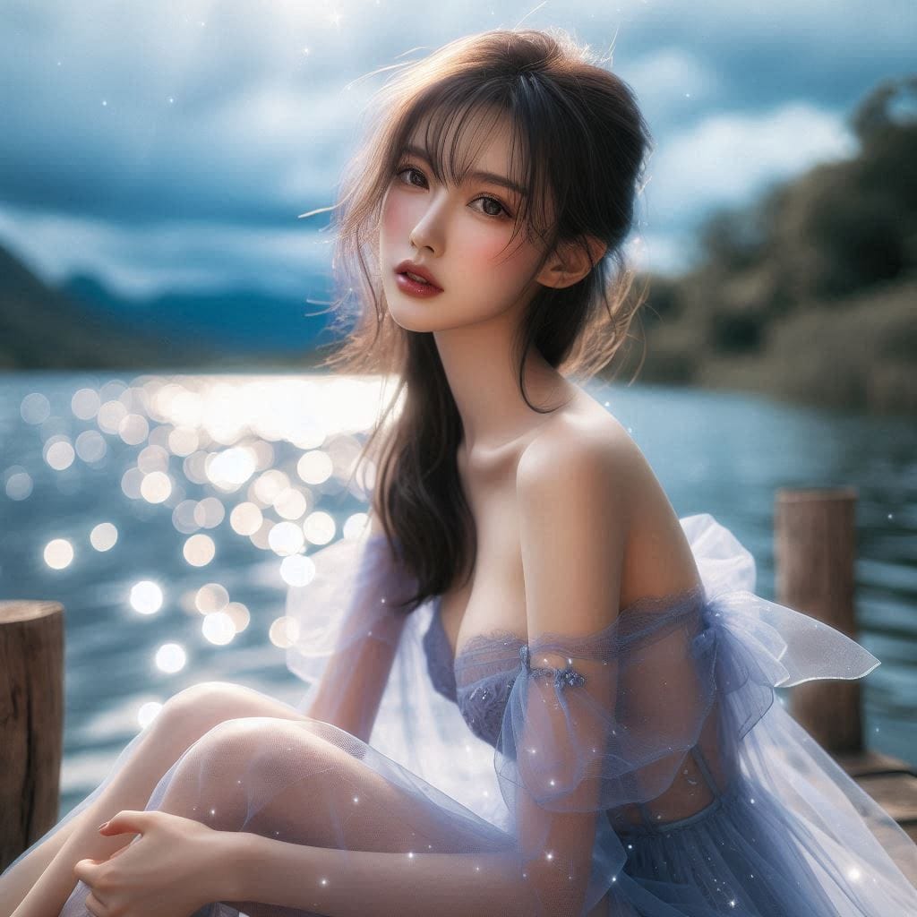 湖畔巧遇妹子