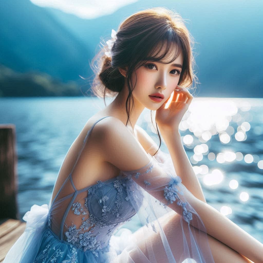 湖畔巧遇妹子