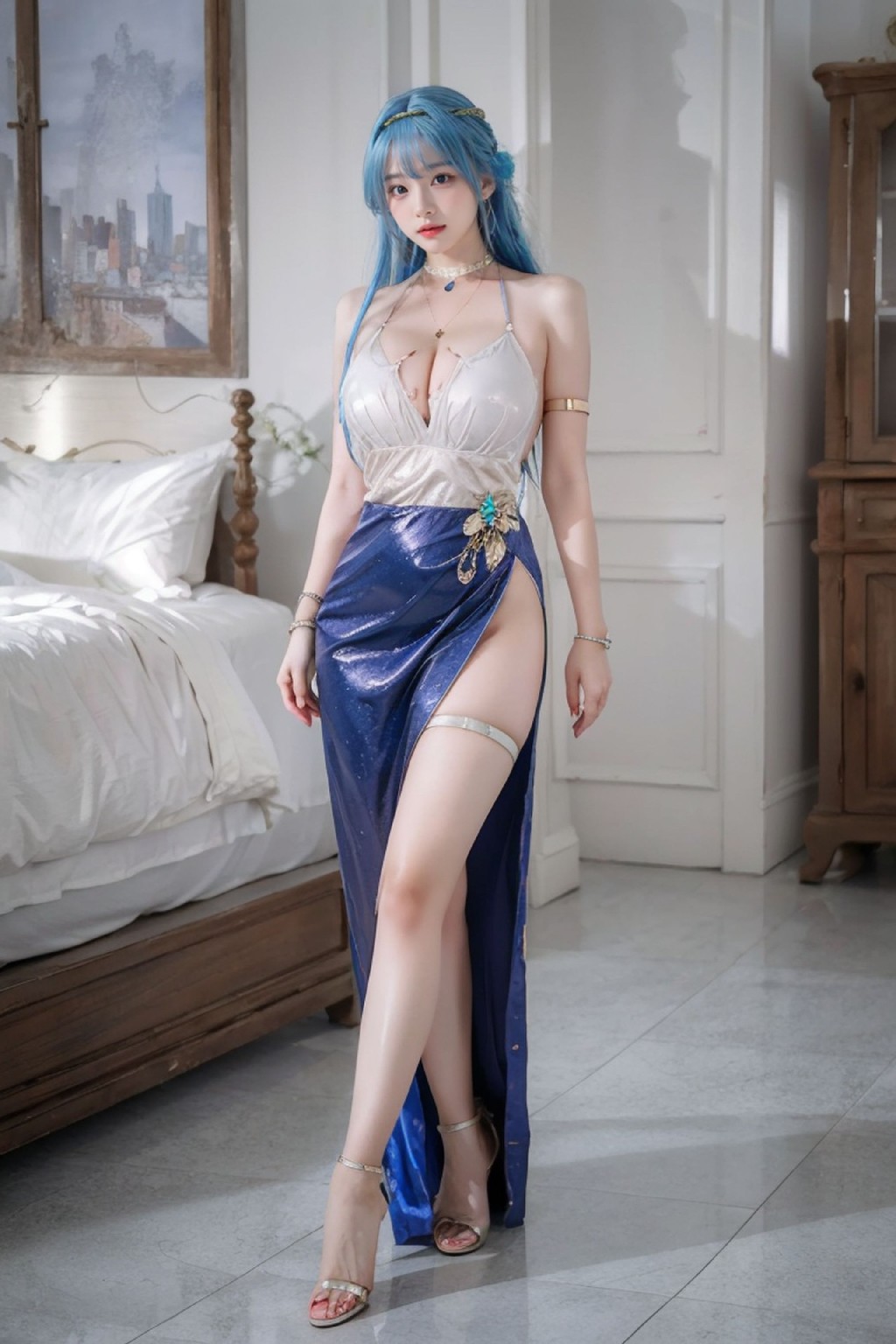 Blue Hair White Dress_96
