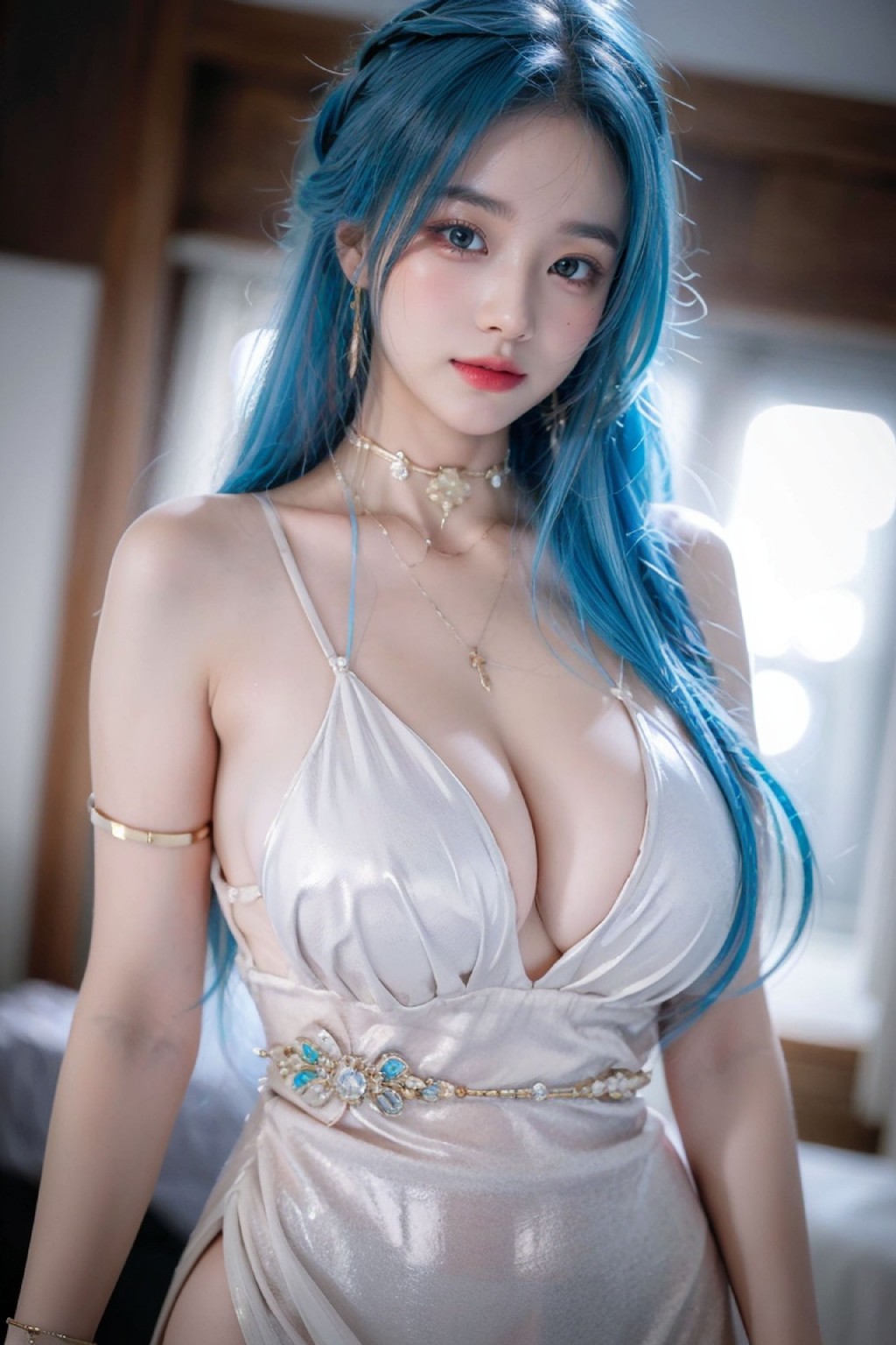 Blue Hair White Dress_96