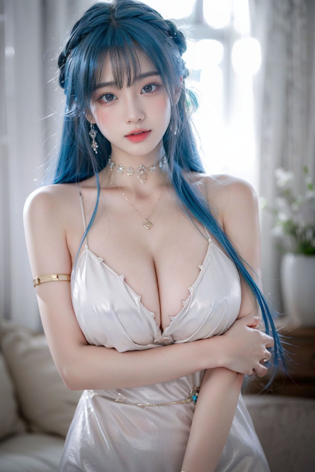 Blue Hair White Dress_96