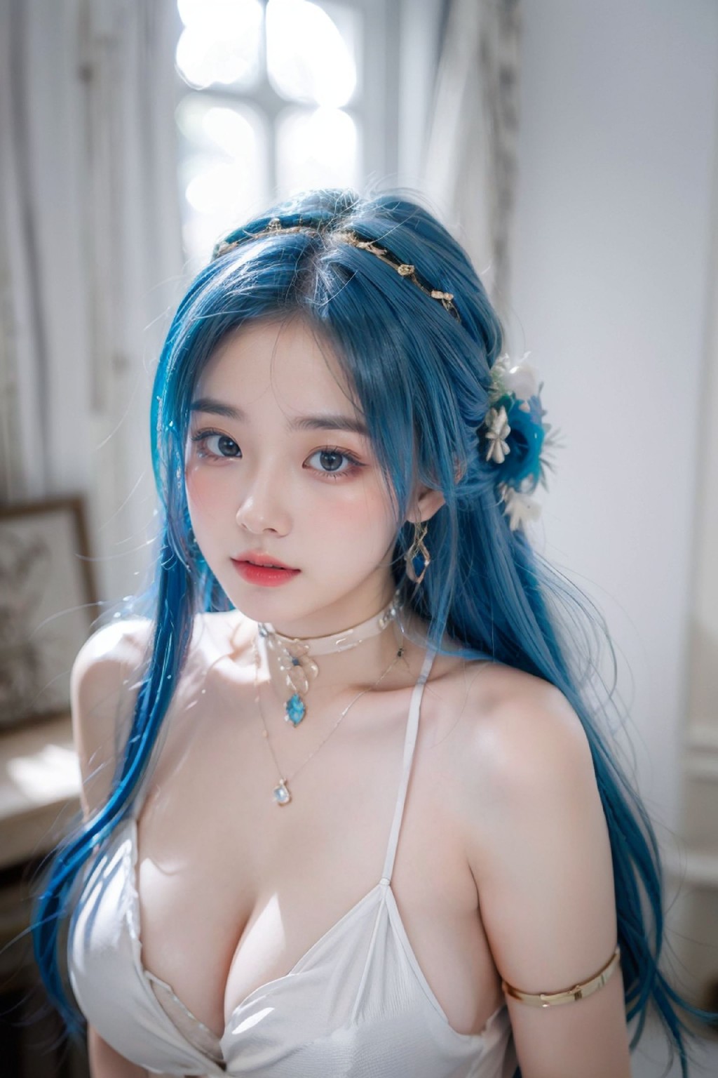 Blue Hair White Dress_96