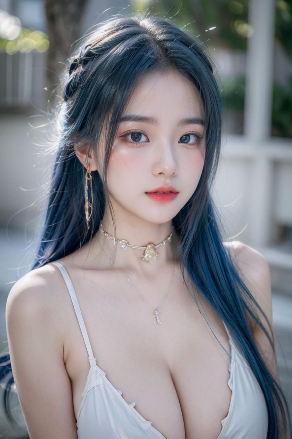 Blue Hair White Dress_96