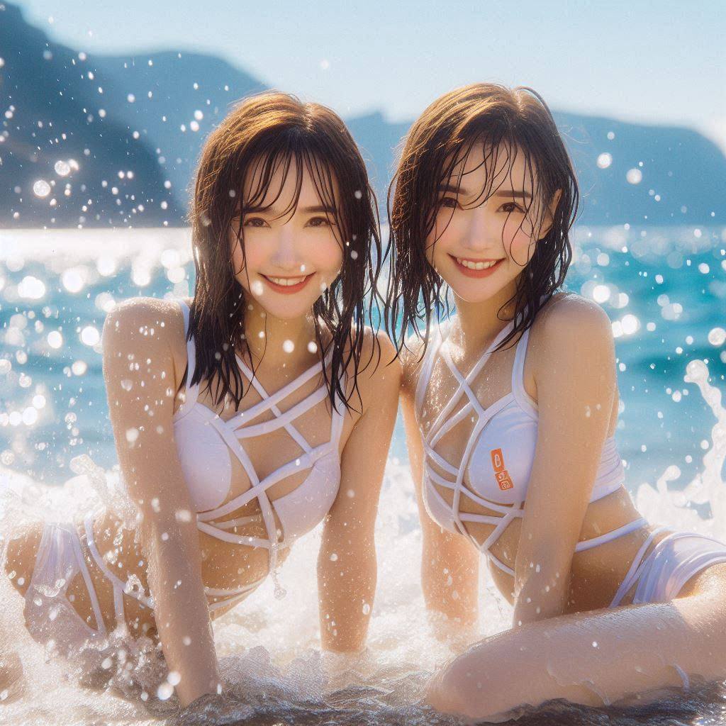 希臘聖托里尼泳衣妹子