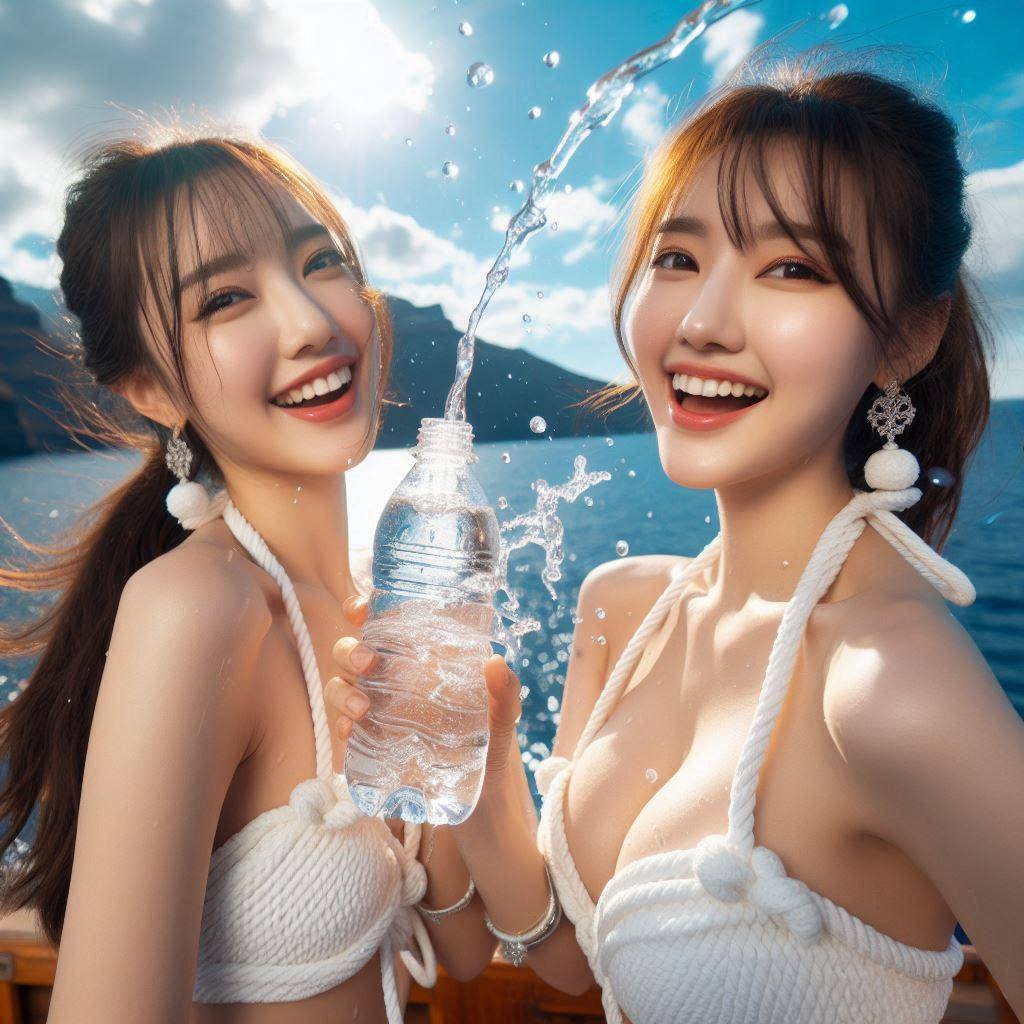 希臘聖托里尼泳衣妹子