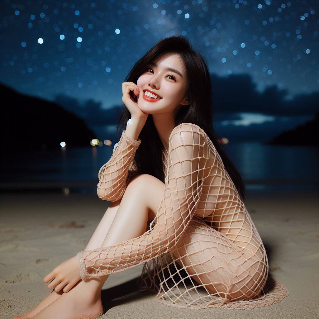 海邊看星星巧遇妹子