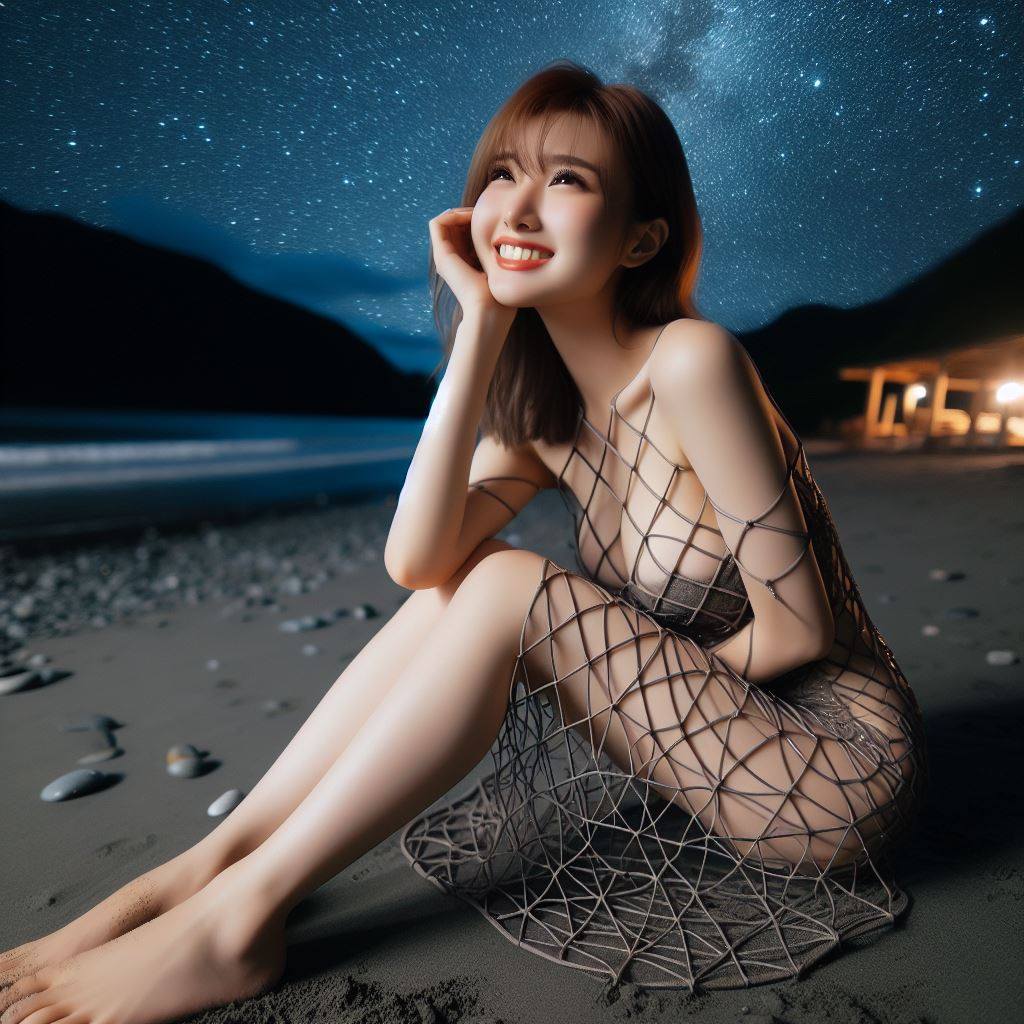 海邊看星星巧遇妹子