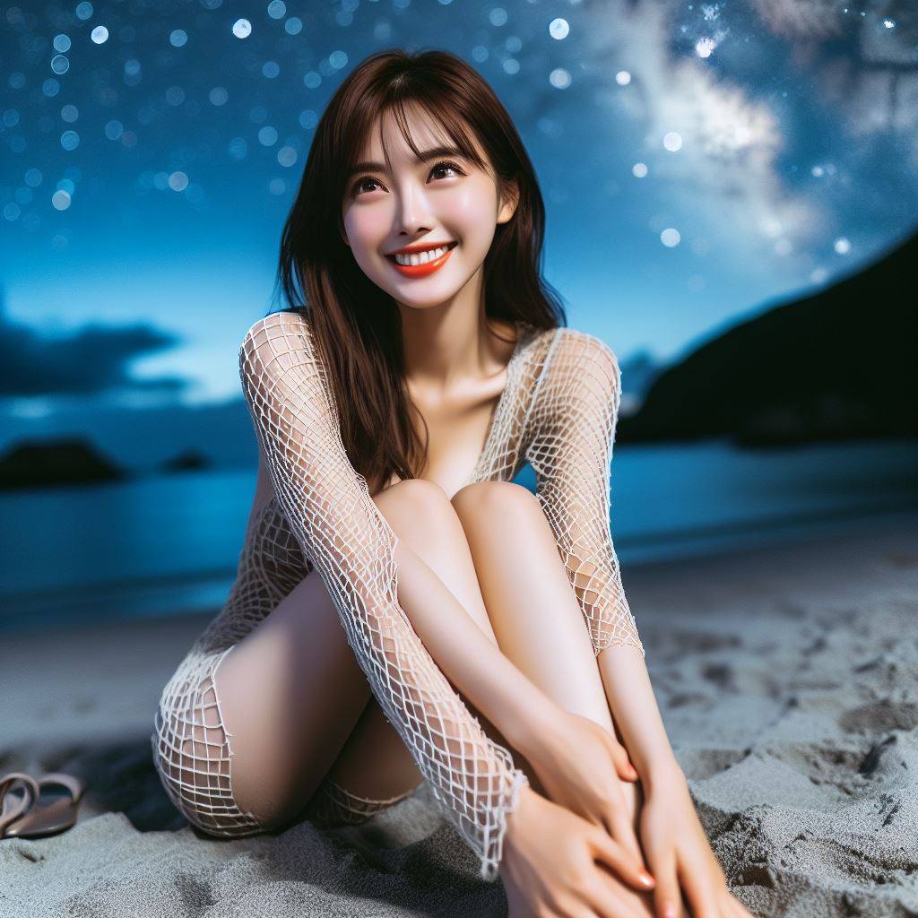 海邊看星星巧遇妹子