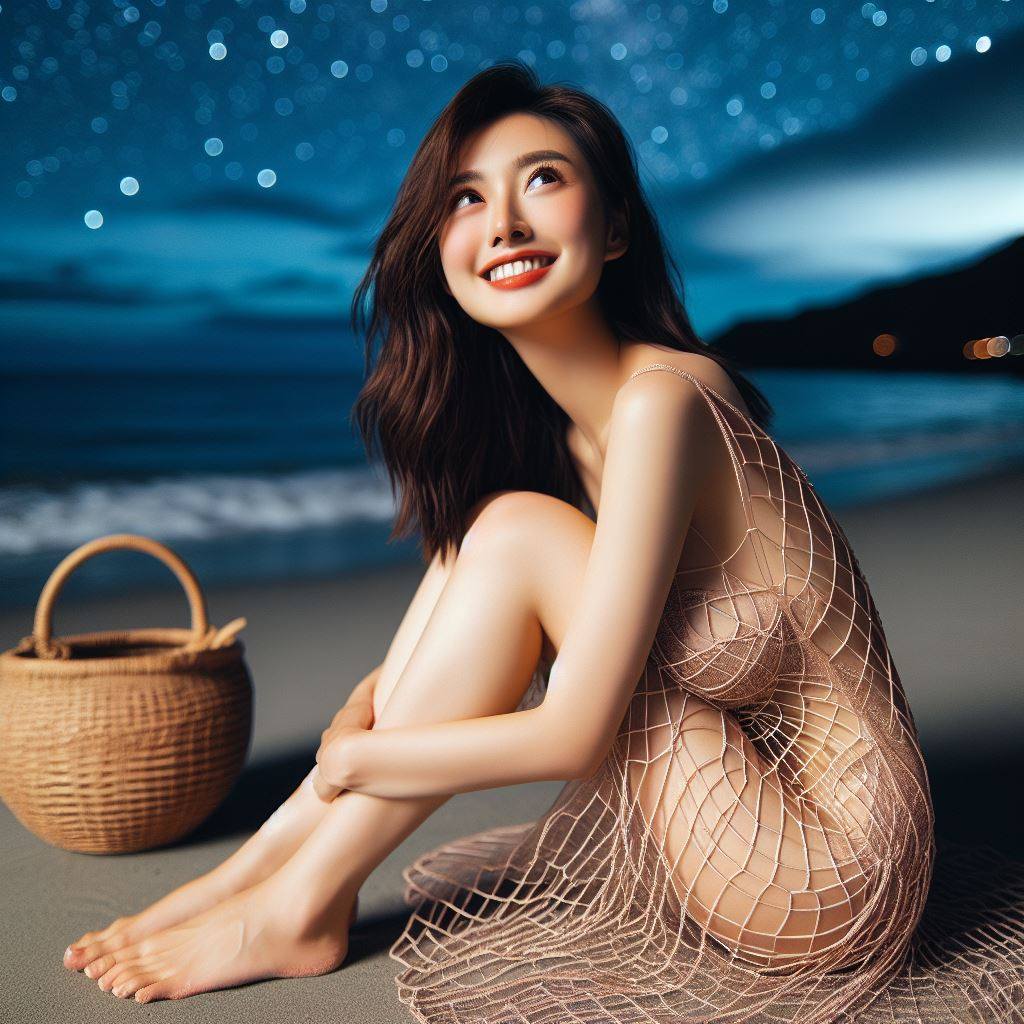 海邊看星星巧遇妹子