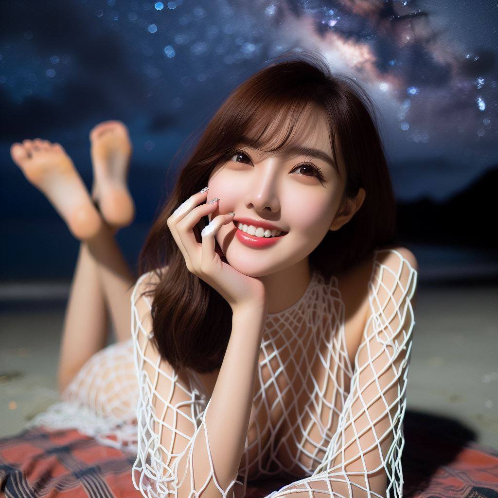 海邊看星星巧遇妹子