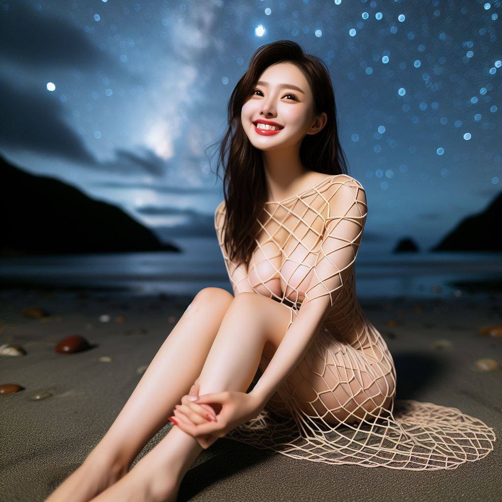 海邊看星星巧遇妹子