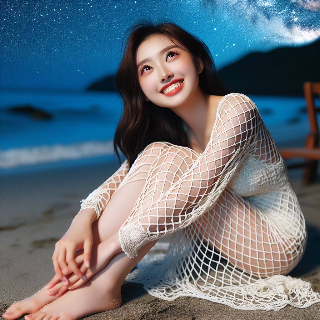 海邊看星星巧遇妹子
