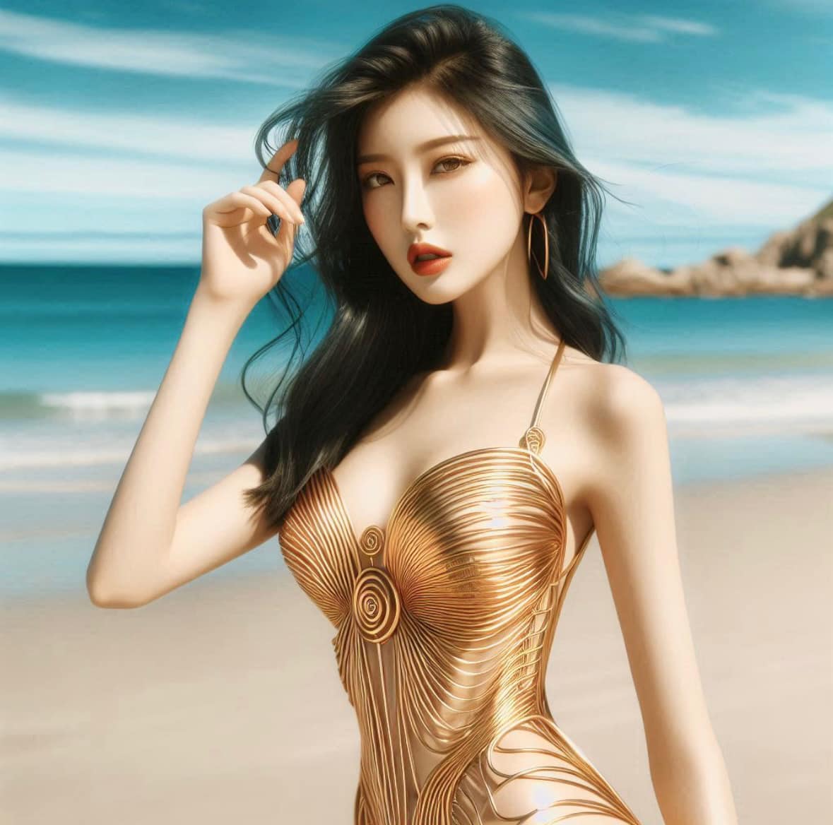 妹子海邊遊