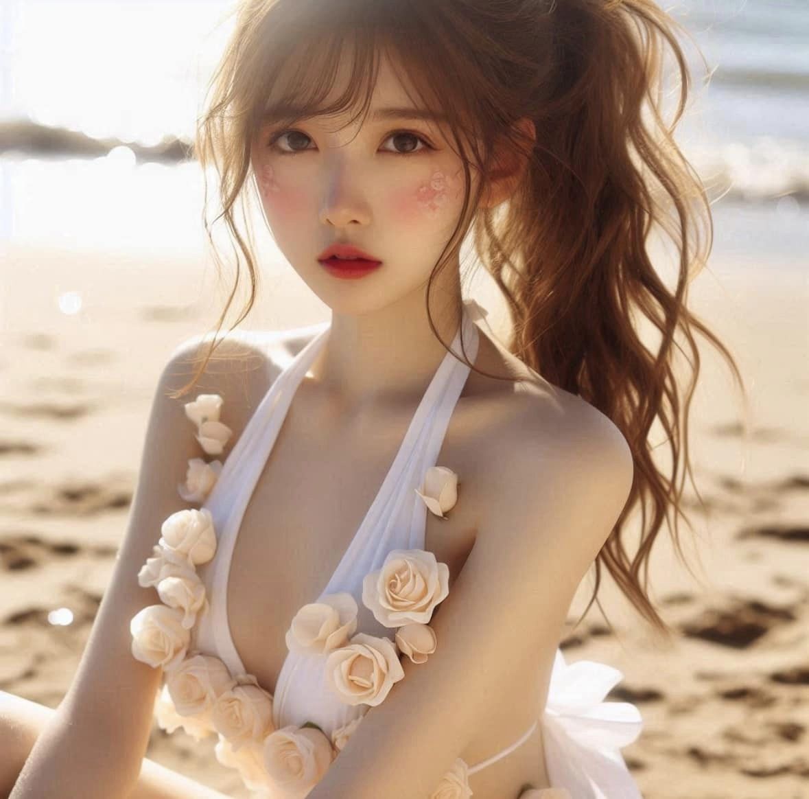 妹子海邊遊