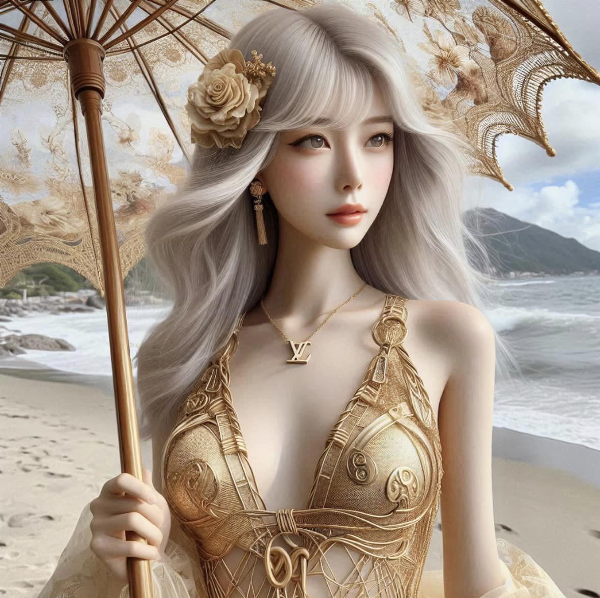 妹子海邊遊