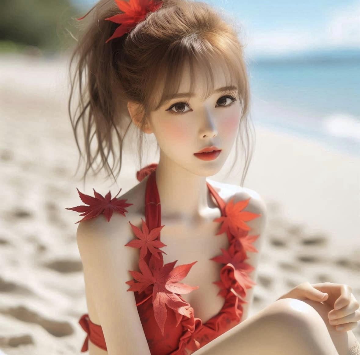 妹子海邊遊