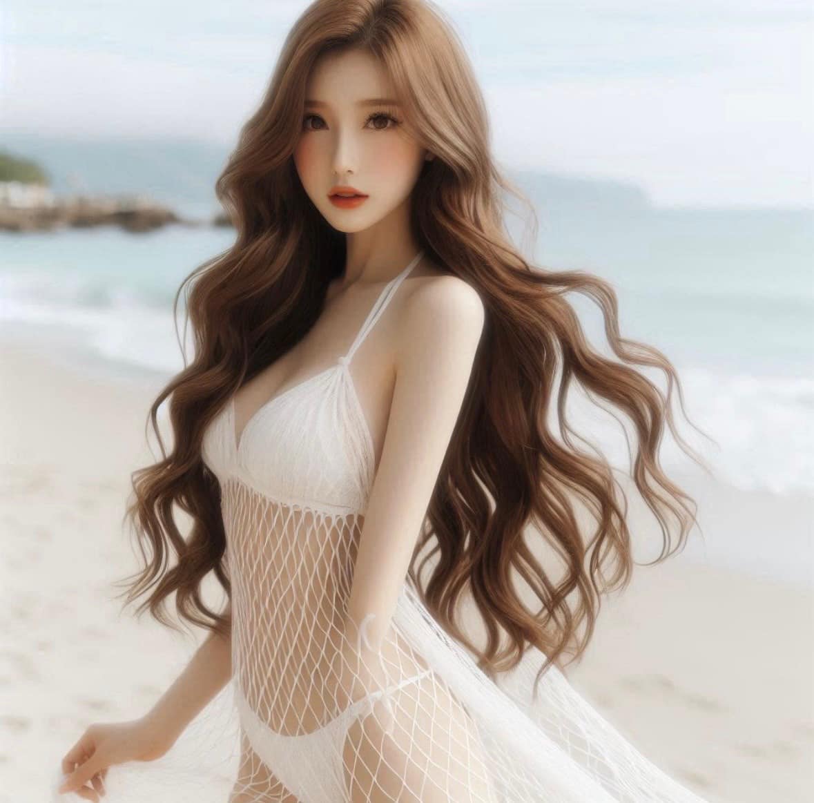 妹子海邊遊