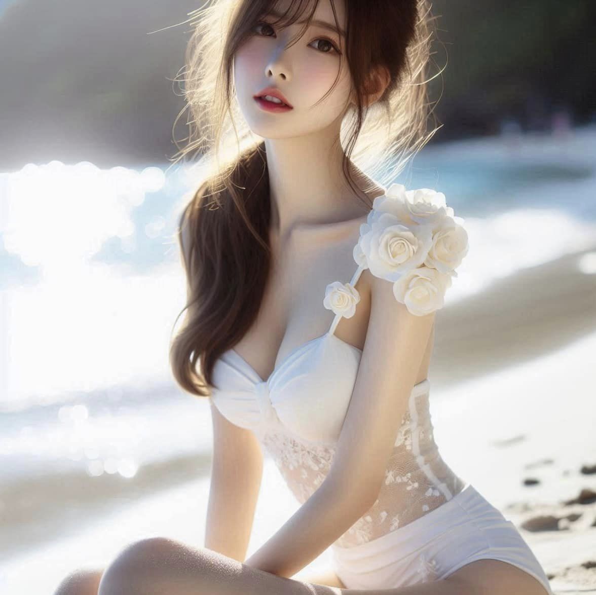 妹子海邊遊