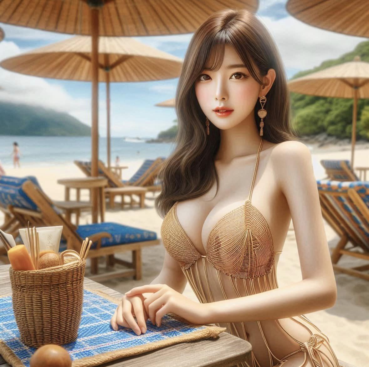 妹子海邊遊