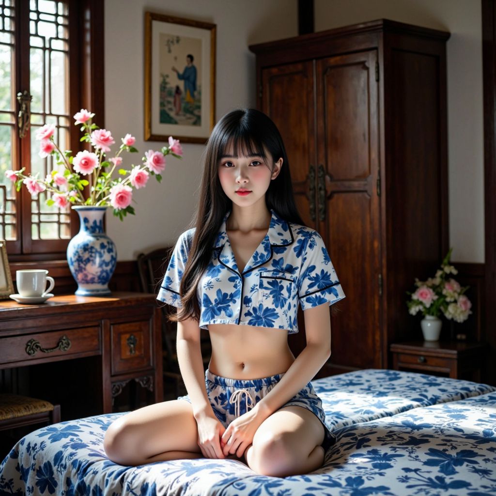 Blue and white porcelain girl blue and white porcelain bedroom