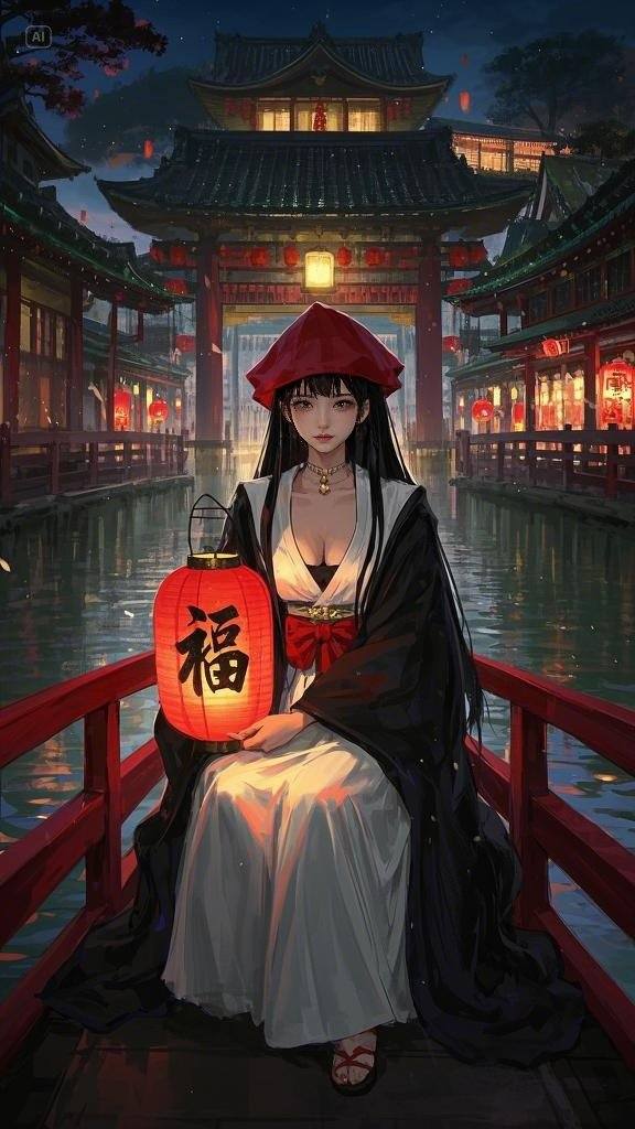 Floating Painted Scroll - Peony Lantern Night Tour