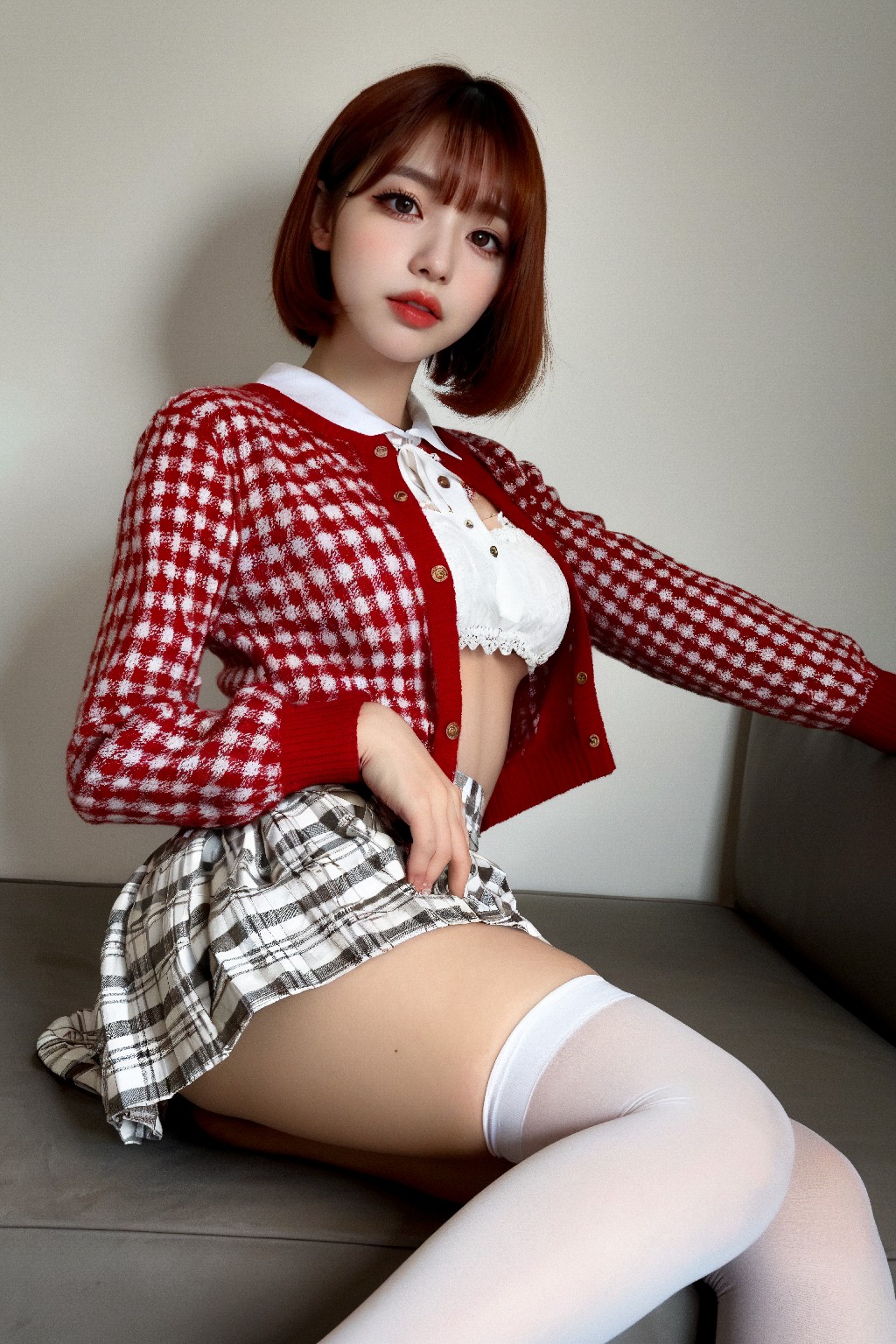 red + cardigan + (Platinum)